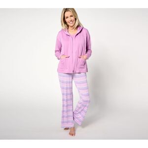 Muk Luks Women's Sleepwear Sz L -Pc French Terry & Cloud Knit Purple A632311